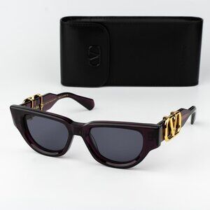 Valentino Women Sunglasses Crystal Purple Grey Cat Eye V - DUE VLS-103D-50